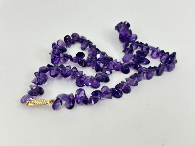 il fullxfull.6073731951 6032 scaled 16 Inch Faceted Pear Shape Amethyst Beaded Necklace (9x6mm Gemstones) with 9 Carat Gold Clasp