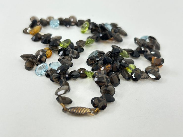 il fullxfull.6058453579 ppbv scaled 18 Inch Faceted Mixed Smoky Quartz, Peridot, Blue Topaz, & Citrine Beaded Necklace (7x5mm Gemstones) with 9 Carat Gold Clasp