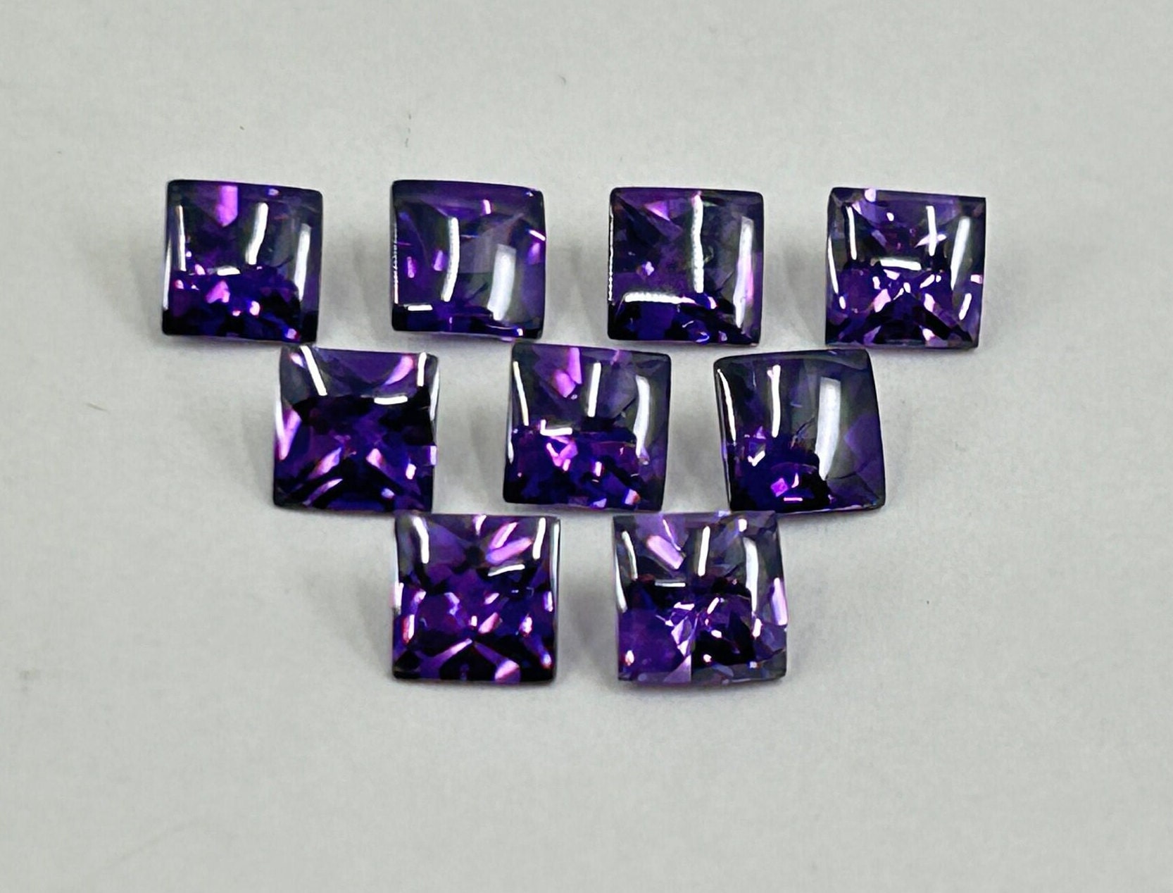 Amethyst Cubic Zirconia (Synthetic) Buff Top Square Shape Loose Gemstones In 6mm, 8mm & 10mm for Jewellery Making