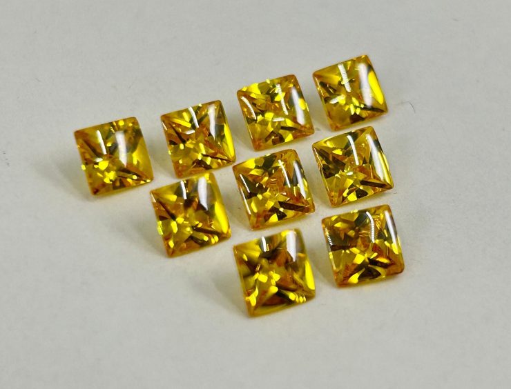 Citrine Cubic Zirconia (Synthetic) Buff Top Square Shape Loose Gemstones In 6mm, 8mm & 10mm for Jewellery Making