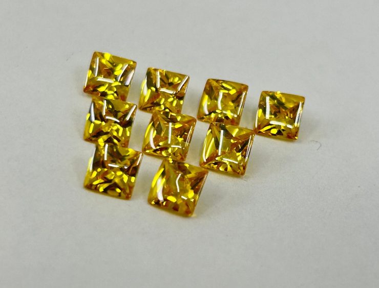 Citrine Cubic Zirconia (Synthetic) Buff Top Square Shape Loose Gemstones In 6mm, 8mm & 10mm for Jewellery Making