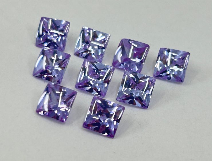 Lavender Cubic Zirconia (Synthetic) Buff Top Square Shape Loose Gemstones In 6mm, 8mm & 10mm for Jewellery Making