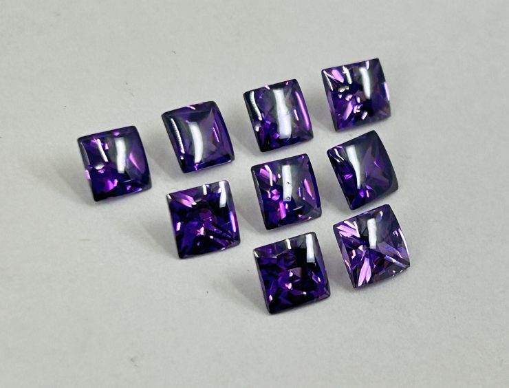 Amethyst Cubic Zirconia (Synthetic) Buff Top Square Shape Loose Gemstones In 6mm, 8mm & 10mm for Jewellery Making