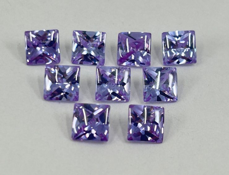 Lavender Cubic Zirconia (Synthetic) Buff Top Square Shape Loose Gemstones In 6mm, 8mm & 10mm for Jewellery Making