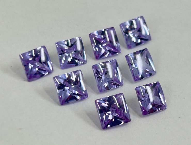 Lavender Cubic Zirconia (Synthetic) Buff Top Square Shape Loose Gemstones In 6mm, 8mm & 10mm for Jewellery Making