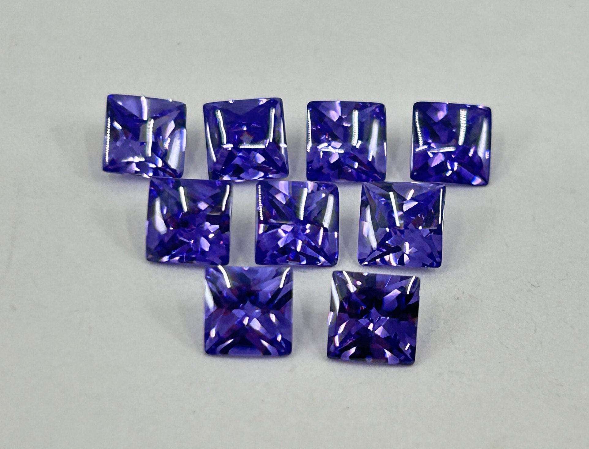 Tanzanite Cubic Zirconia (Synthetic) Buff Top Square Shape Loose Gemstones In 6mm, 8mm & 10mm for Jewellery Making