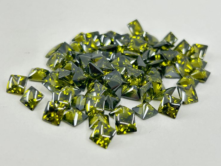 il fullxfull.6166081341 3bog scaled Green Tourmaline Cubic Zirconia (Synthetic) Buff Top Square Shape Loose Gemstones In 6mm, 8mm & 10mm for Jewellery Making